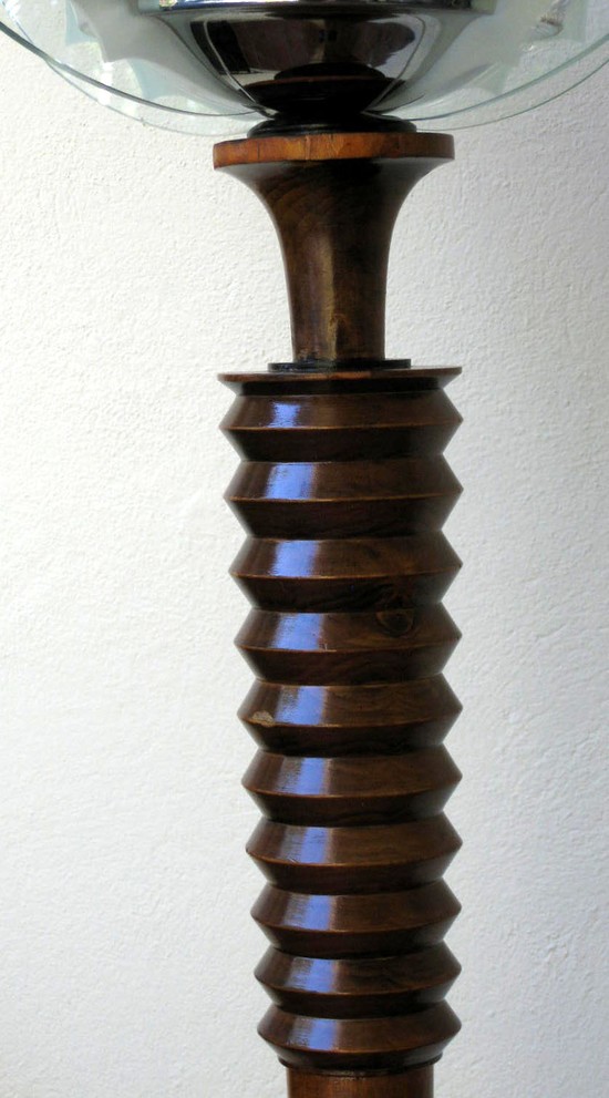 French Art Deco Torchiere with Glass Wings by Atelier Petitot